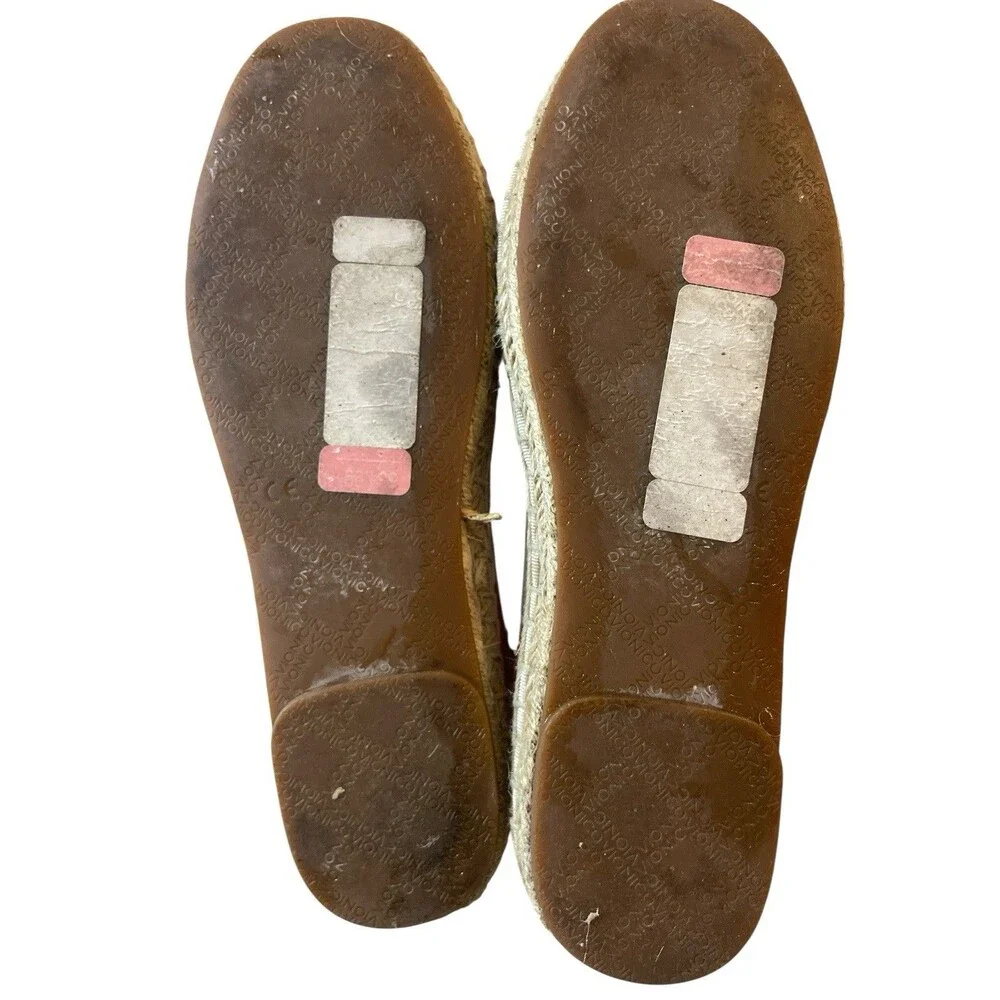 Vionic Women’s Espadrilles‎ Flats Orange White Striped Canvas Slip-On Shoes 6.5